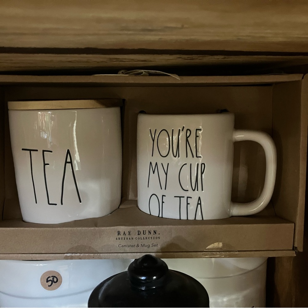 Rae dunn mug and cannister set